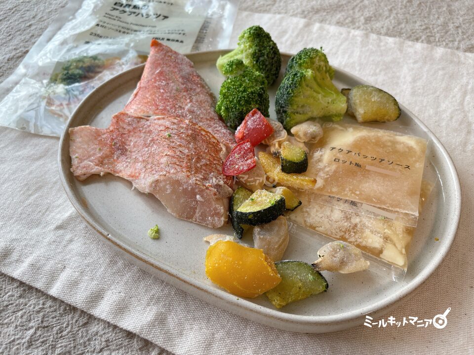 無印良品：ミールキット（海老といかのアヒージョ）食材