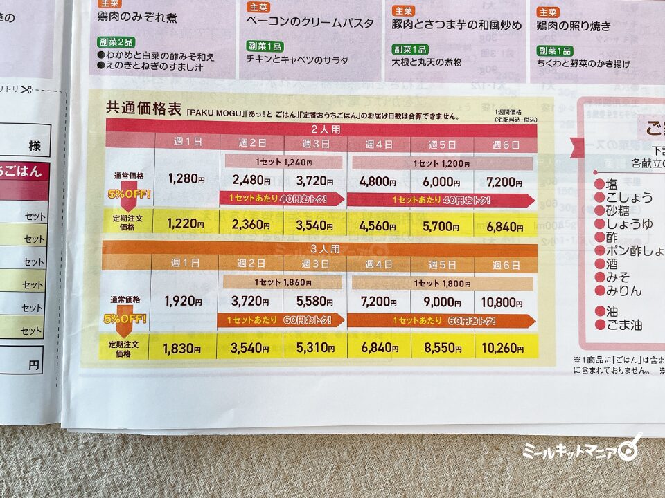 あっとごはん：料金